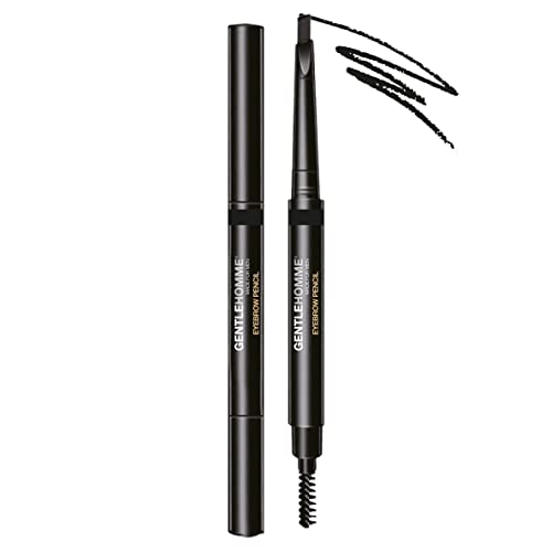 Gentlehomme Mens Eyebrow Pencil Black, Easily Shape Define Fill Eyebrows and Beard, 2 in 1 brush and ultrathin pencil, Waterproof Smudge Proof Sweatp