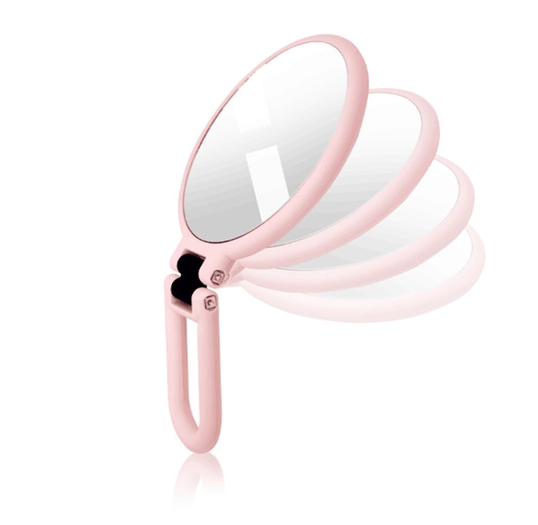 Stianiiie 1X 5X Handheld Mirror with Handle for Travel, Magnifying Mirror, Magnification, Rotation Adjustable Handle, Double Sided Folding, Mirror for