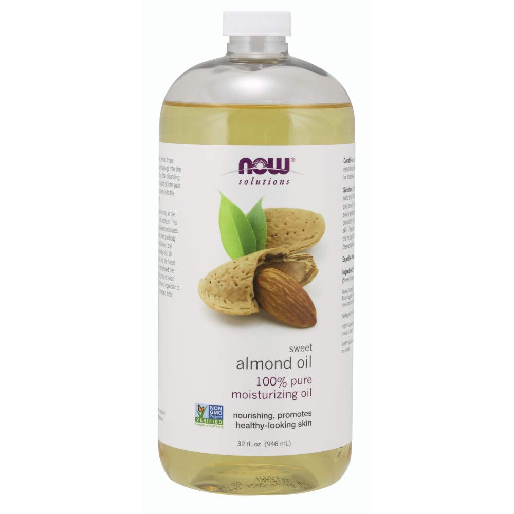 NOW Foods Solutions, Sweet Almond Oil, 100% Pure Moisturizing Oil, Promotes HealthyLooking Skin, Unscented Oil, 32Ounce