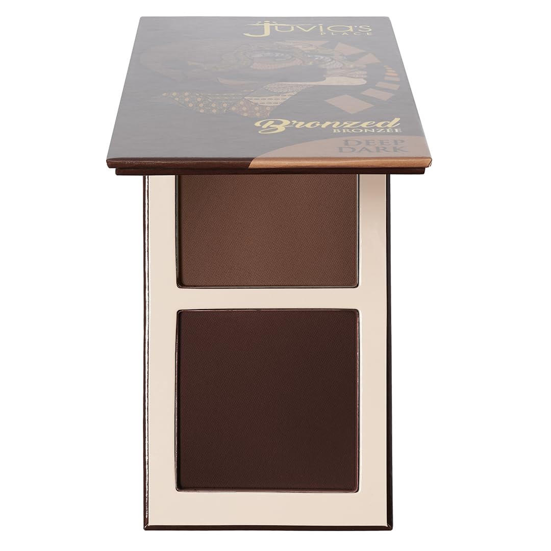 Juvias Place Bronzed Duo Bronzer Deep Dark  Soft Matte Bronzer, Contour Powder, Bronzer Pressed Powder, LongWearing & Buildable Bronzing Powder  S