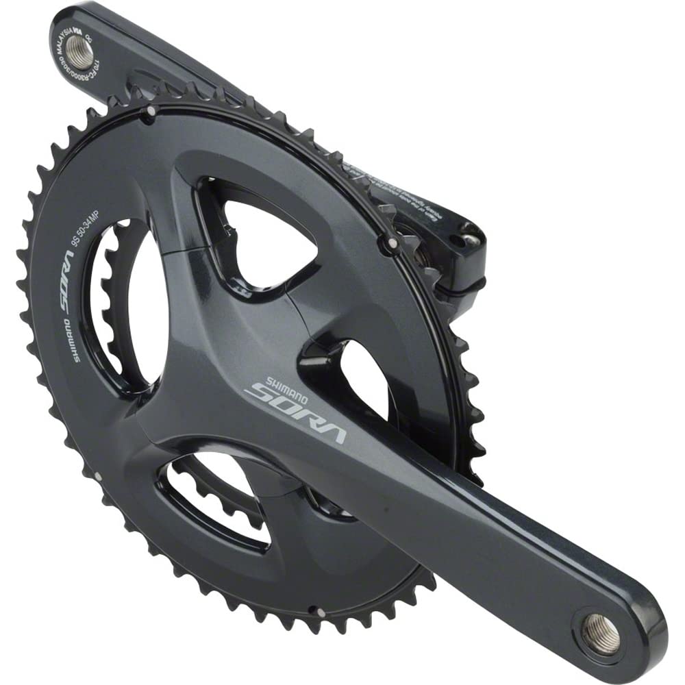 Shimano Sora FCR3000 Crankset  165mm, 9Speed, 50/34t, 110 Asymmetric BCD, Hollowtech II Spindle Interface, Gray