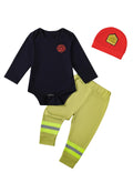 Singcoco Baby Boy Costume Outfit Newborn Fireman Costume Clothes (BlueFirefighter long,03 Months)