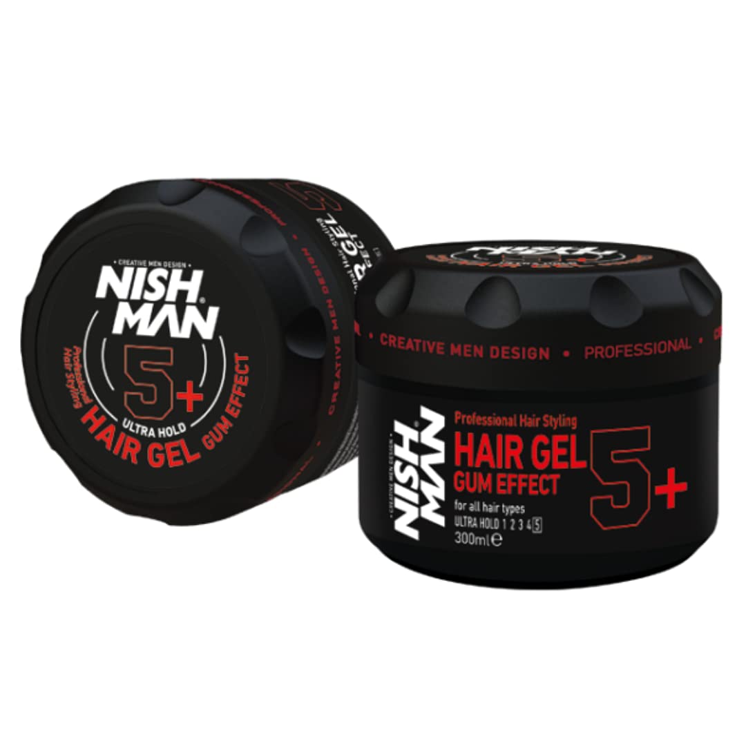 nishman Hair Styling Series (5+ Ultra Hold Styling Gel Gum Effect, 300ml)
