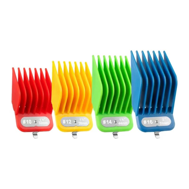 Extra Long Clipper Guards Set fit for Andis Master, Oster Fast Feed, Andis AAC1, GC, LCL, ML, PM1, PM2,PM4, RCAC,RS1,US1, Size: #10, 12, 14, 16 