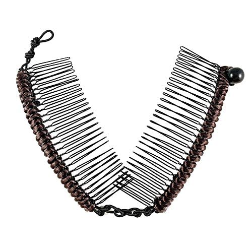 Hairzing Clip | Stretchy Banana Clips for Women  Snug & Comfortable Hair Holder for Thick, Thin and Curly Styles  All Day Hold (Medium, Brown)