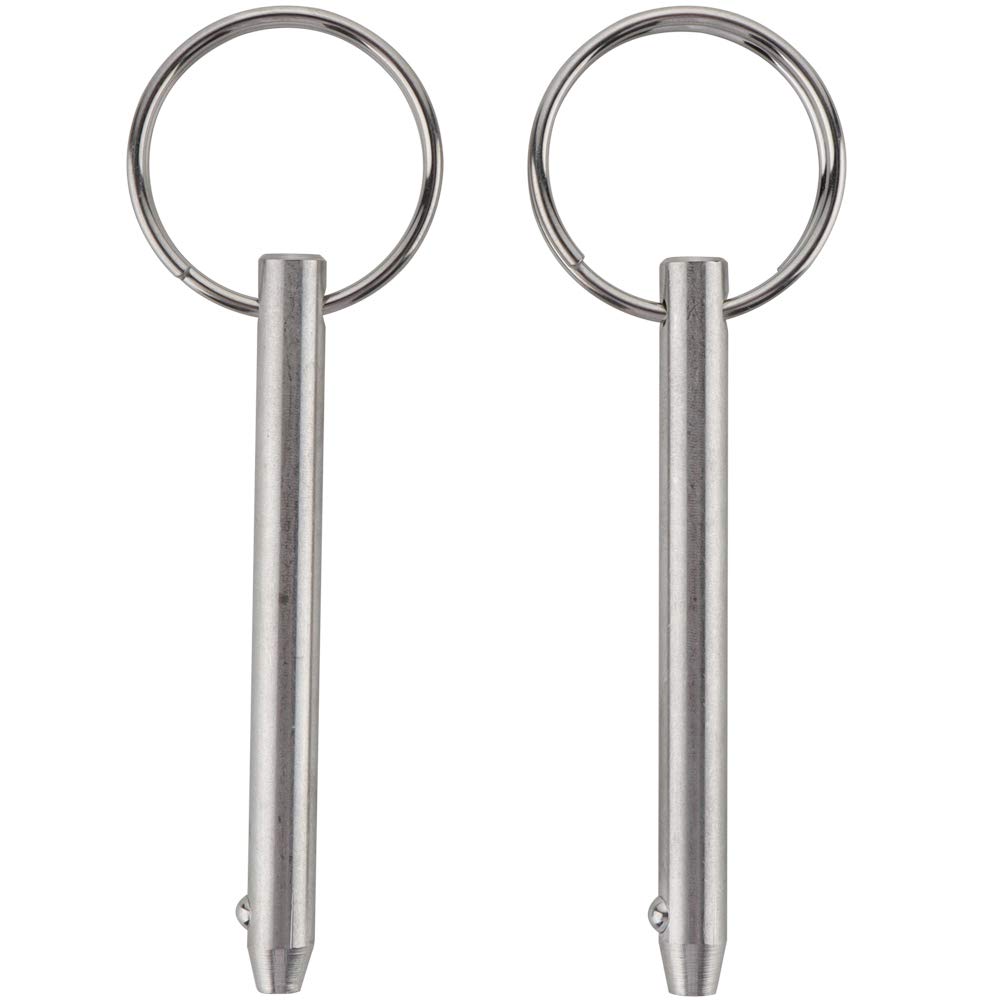2 Pack Quick Release Pin, Diameter 1/4inch(6.3mm), Overall Length 2.56inch(65mm), Usable Length 2inch(51mm), Full 316 Stainless Steel, Bimini Top Pin, Marine H