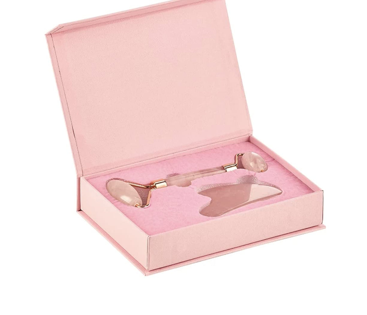 Face Roller Skin Care  Jade Roller Gua Sha Set, Rose Quartz Face Roller | Ultimate Facial Skin Care Products & Beauty Products Tools | Jade Facial Ro