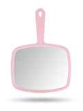 Gladmart Hand Mirror Salon Barber Hairdressing Handheld Mirror with Handle (Square Pink 7.4 x 10.3 inches)