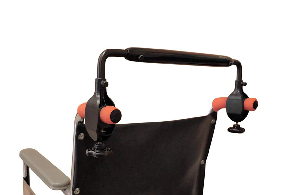 GreenmontsEasyPushbar (TM) Ergonomic Handlebar Allows Caregiver to Stand Straighter with Less Stress and Strain on Hands, arms and Back.