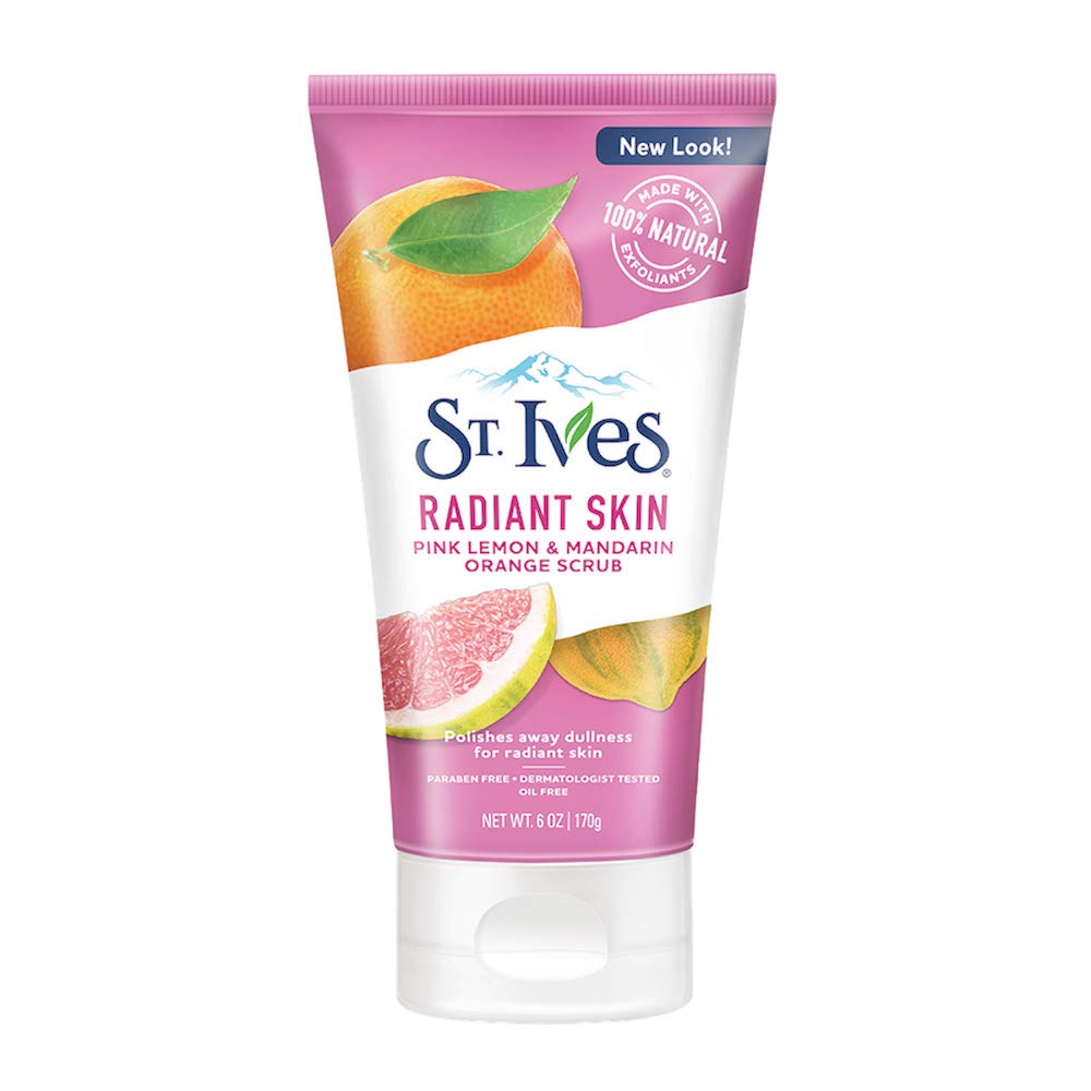 St. Ives Radiant Skin Face Scrub For Dull Skin Pink Lemon and Mandarin Orange DermatologistTested Face Wash Scrub With 100 percent Natural Exfoliants