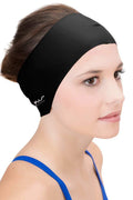 Sync Hair Guard & Ear Guard Headband  Wear Under Swimming Caps (Black)