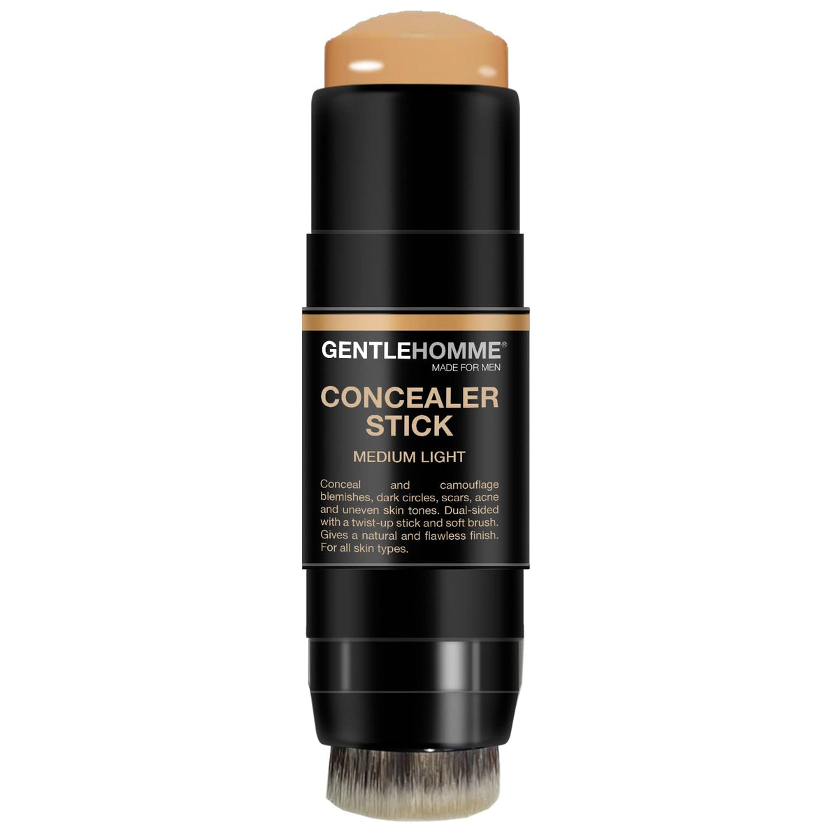 Gentlehomme Mens Concealer Stick with Brush for Dark Circles Eraser, Medium Light
