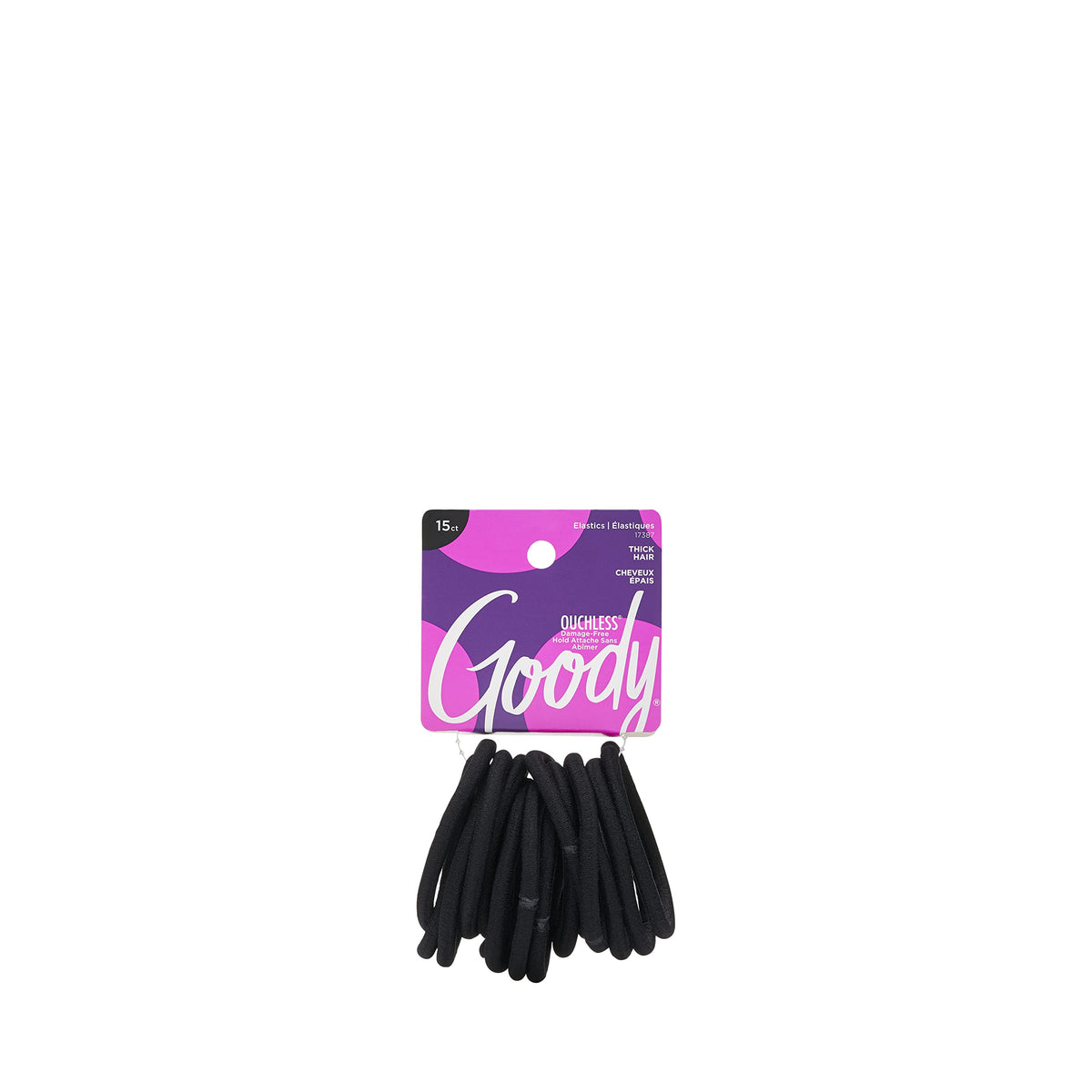 Goody Super Stretch Thick Hair Black Elastics, 15CT