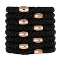 L. Erickson Grab & Go Pony  Black and Rose Gold  8 Pack Ponytail Holder Hair Ties  Rose Gold Bead