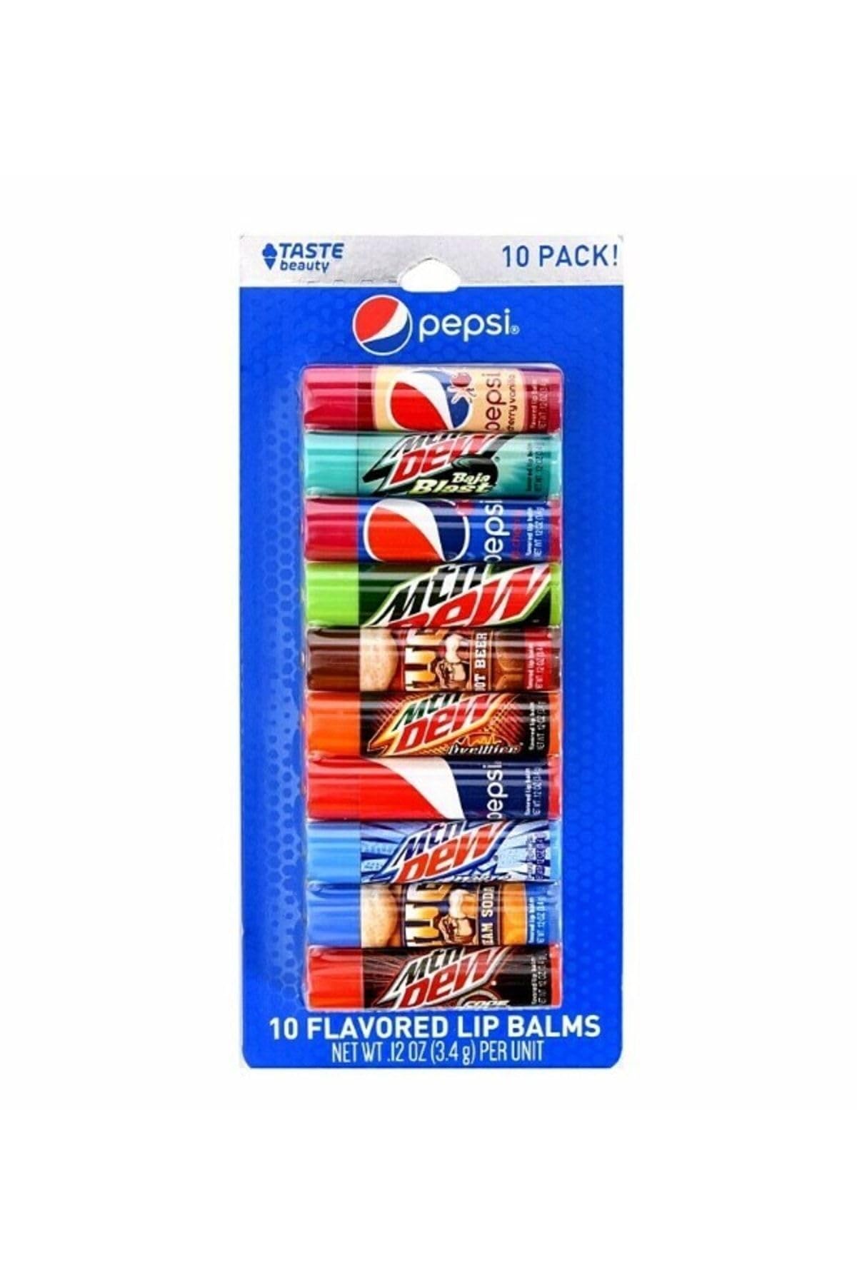 Taste Beauty Pepsi 10 Flavored Lip Balms (Pack of 1)