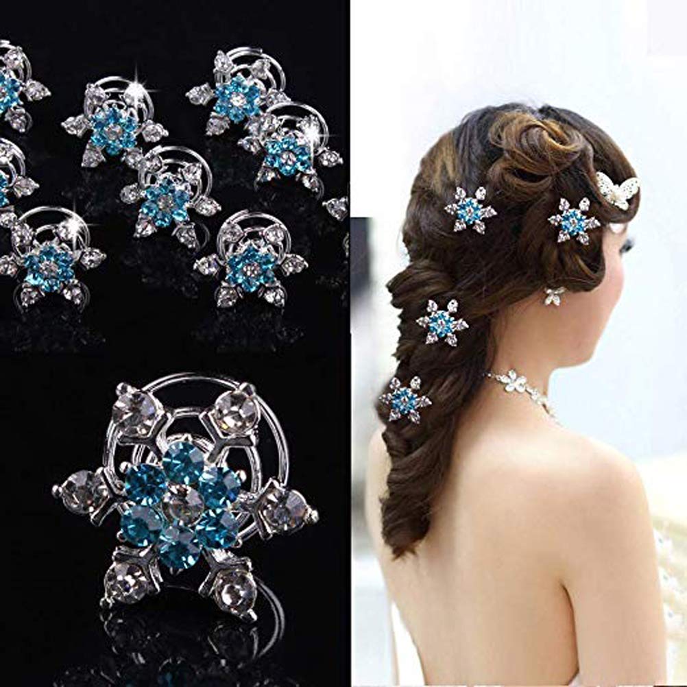 canjoyn 20 Pcs Snowflake Spin Hair Pins Swirl Hair Twists Coils Hair Clips Wedding Bridal Gem Rhinestone Metal Spiral Twist Bun Hair Pins Hair Accesso