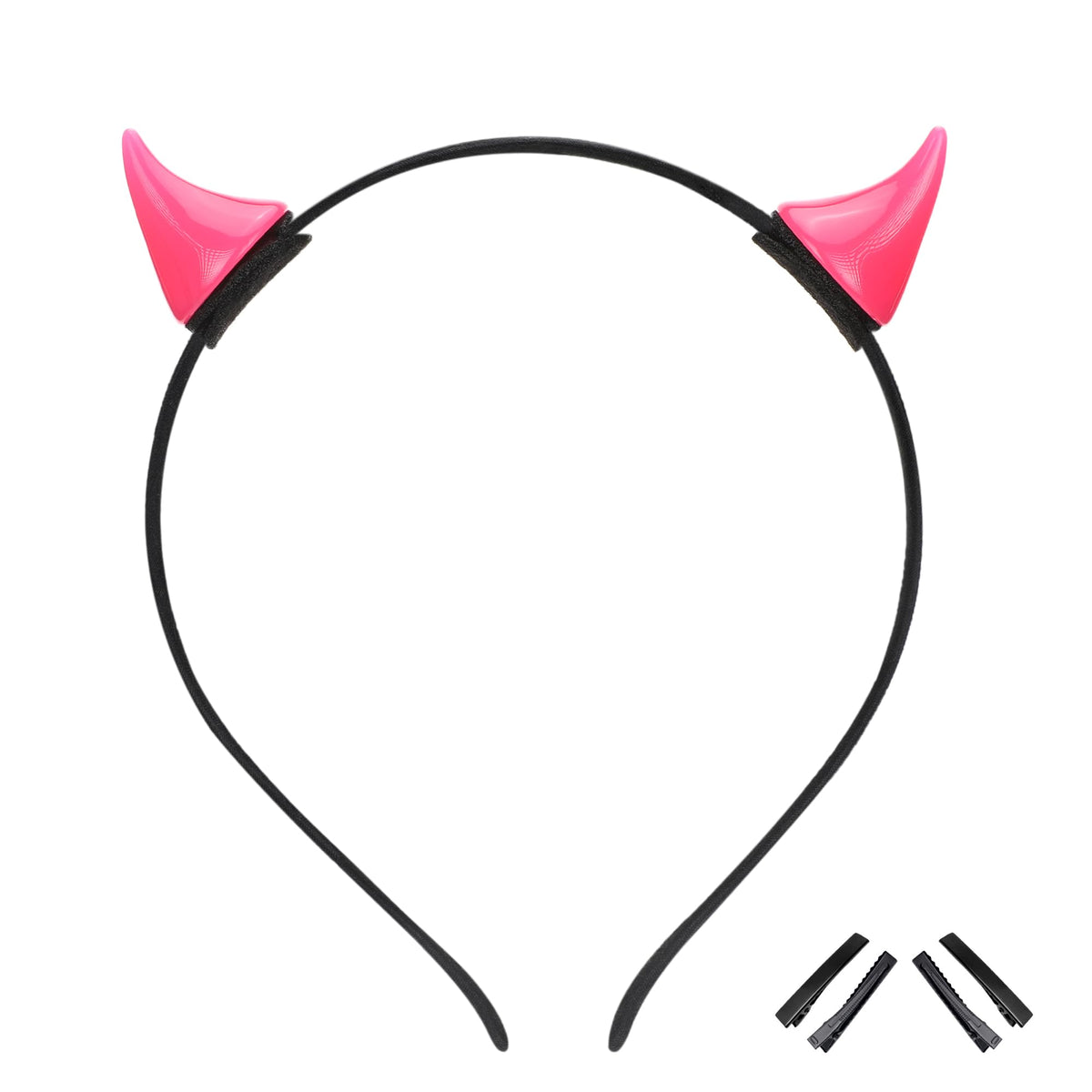 MOSTORY Pink Devil Horn Headband  Demon Horns Hairband Horns Hairhoop for Halloween Renaissance Renfaire Cosplay Fae Ball