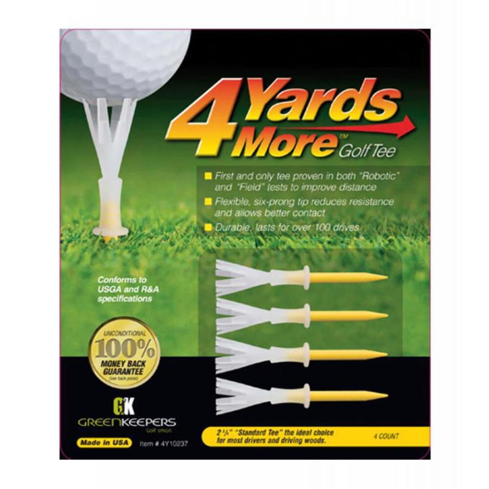4 Yards More Golf Tee  2 3/4inch Standard (4 Yellow Tees)