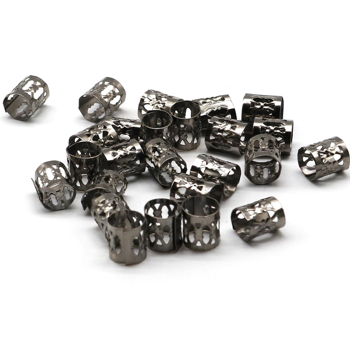 SEVENHEAD 50 Pcs Dreadlock Beads Hair Accessories Hair Rings Adjustable Cuffs Braiding Hair Decoration Clips Metal Hair Decoration for Braids(Black)