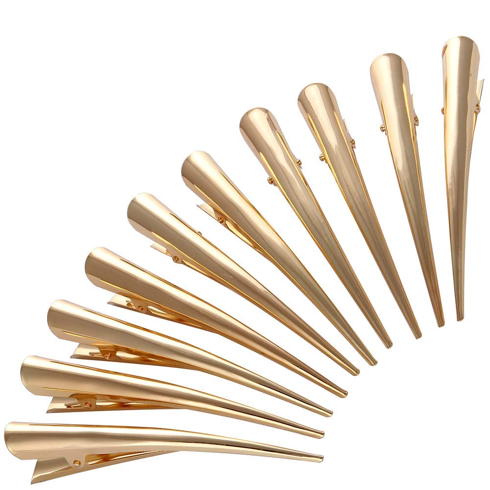 LONEEDY 10 Pack Duckbill Hair Clips with Teeth, Metal Alligator Curl Clips with Holes for Hair Styling, Nonslip Hair Barrettes Hair Grip DIY Accessor
