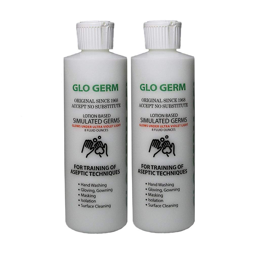 Glo Germ Gel 8 Ounce Two Pack Double Pack Glo Germ Gel (16 oz)  Gel Lotion Based Simulated Germs  Helps Promote Better Hand Washing Habits  Trainin