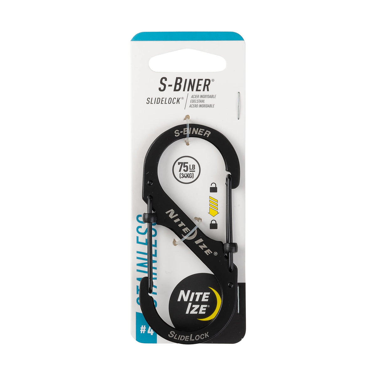 Nite Ize LSB411R3 SBiner Slide Lock Carabiner, Black, #475lb