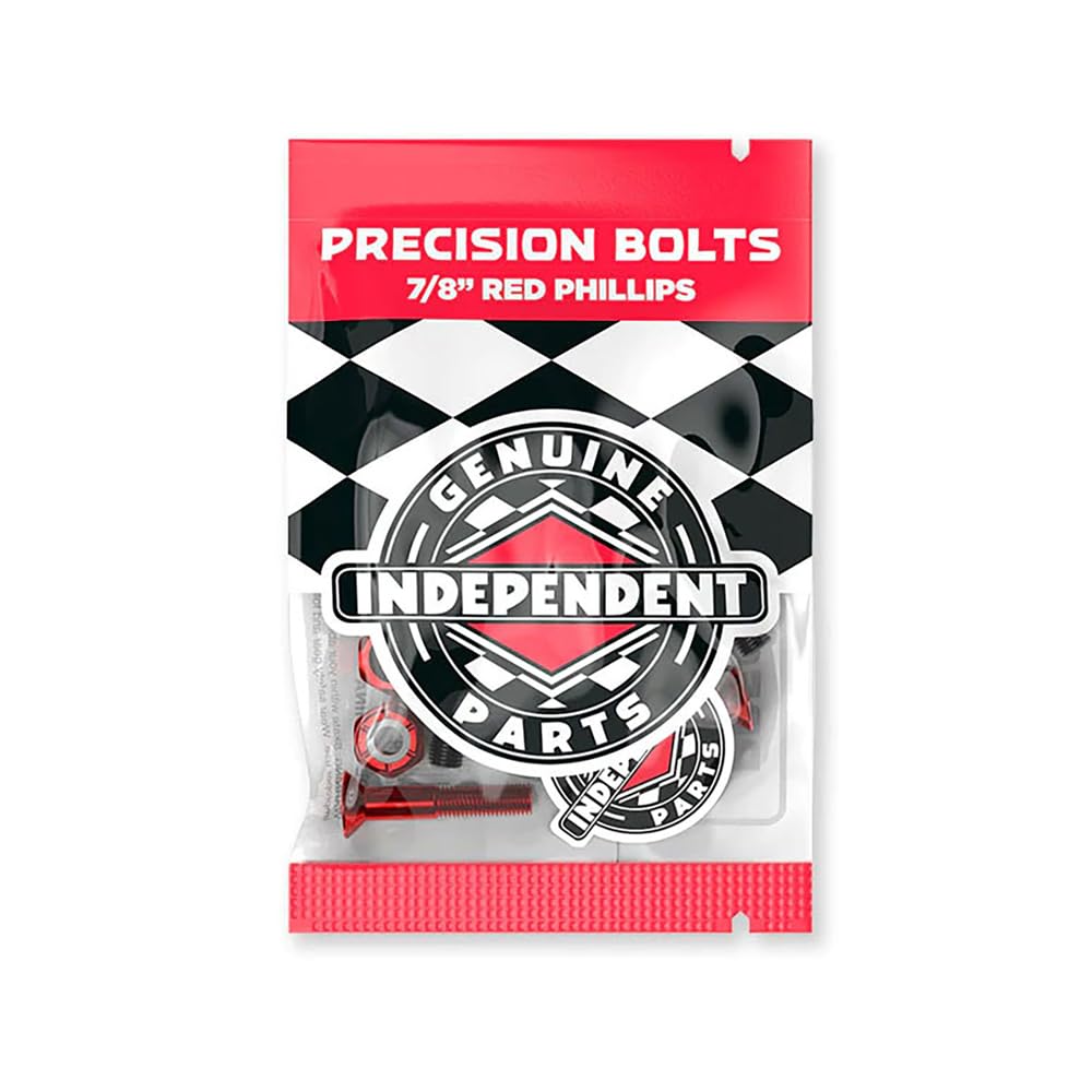 Independent Genuine Parts Cross Bolts Standard Phillips Skateboard Hardware (Black/Red, 7/8inch)