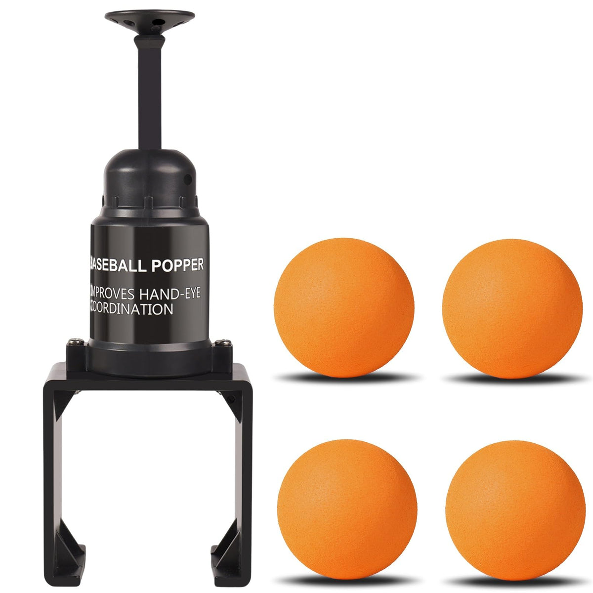 Edinnoda Softball Training Pop | Baseball Pop for Hitting Without a Pitcher(Work with Practice Wiffle Balls, 4 Softballs Included) (4 Orange Balls)