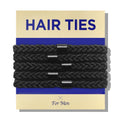 HAVHAF Braided Mens Hair Ties For Men 5 pcs(XL, Black)  For Buns curly Thick Dense Hair Elastic Hair Ties For guys  No damage crease Breakage Man Bun
