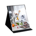 ZBEIVAN 12x9 Inches Extra Large Portable Folding Makeup Mirror, Frameless PU Leather Vanity Mirror with Stand for Desk Table Camping Travel Personal, 