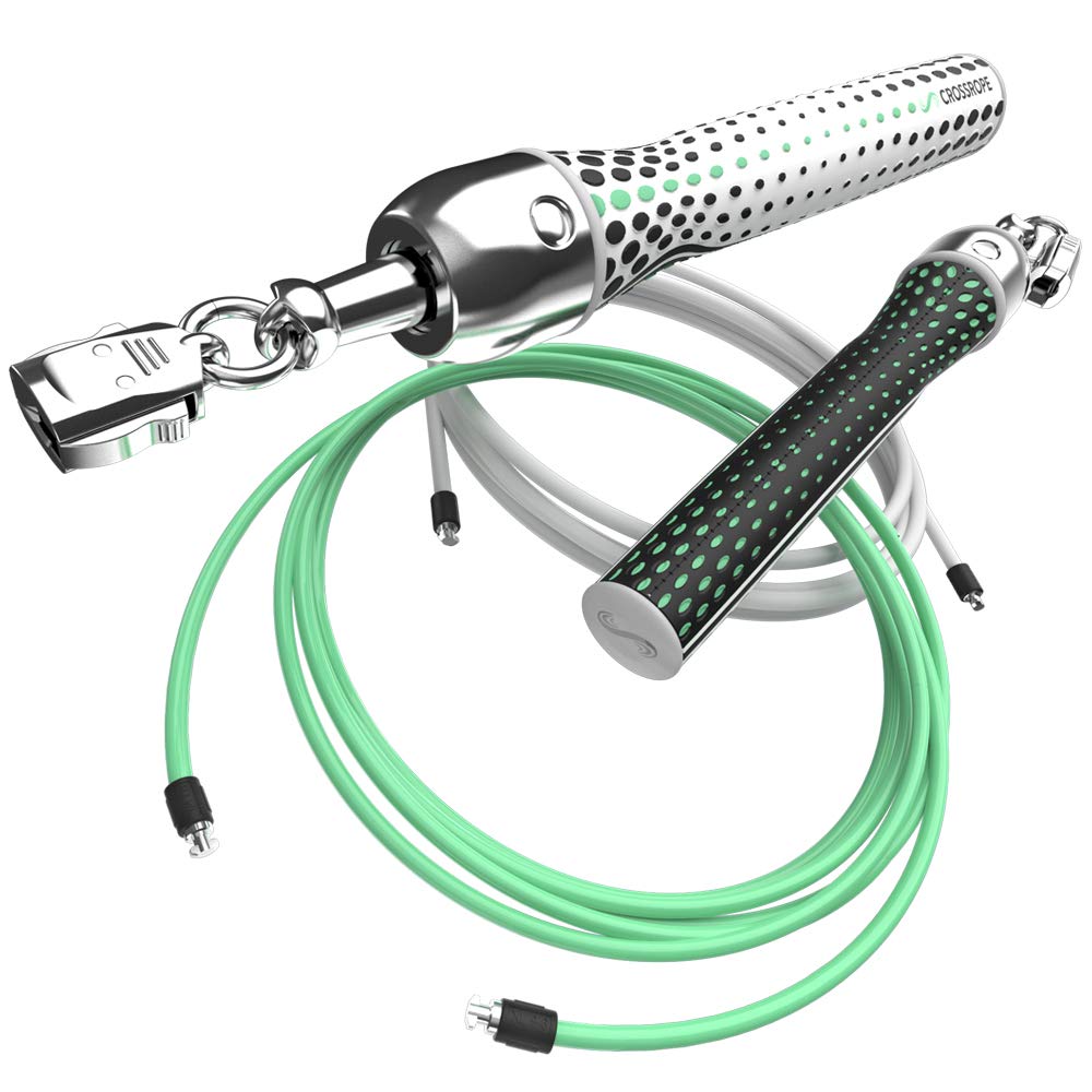 Crossrope Get Lean Set  Weighted Jump Rope 1/4 LB and 1/2 LB Ropes  Slim Handles  XLarge