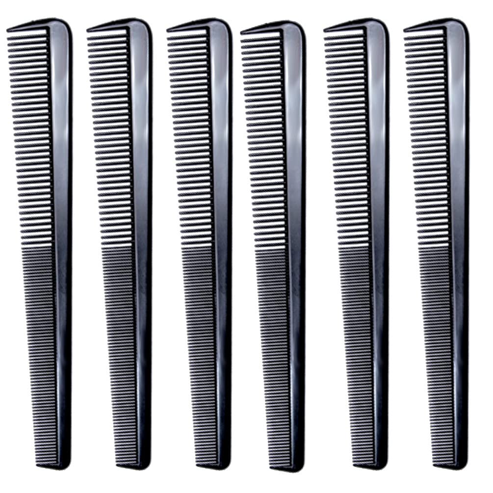 LUXXII (6 Count) 7.5inch Barber Hair Comb Beard & Mustache Pocket Combs for Mens Hair Beard Mustache and Sideburns
