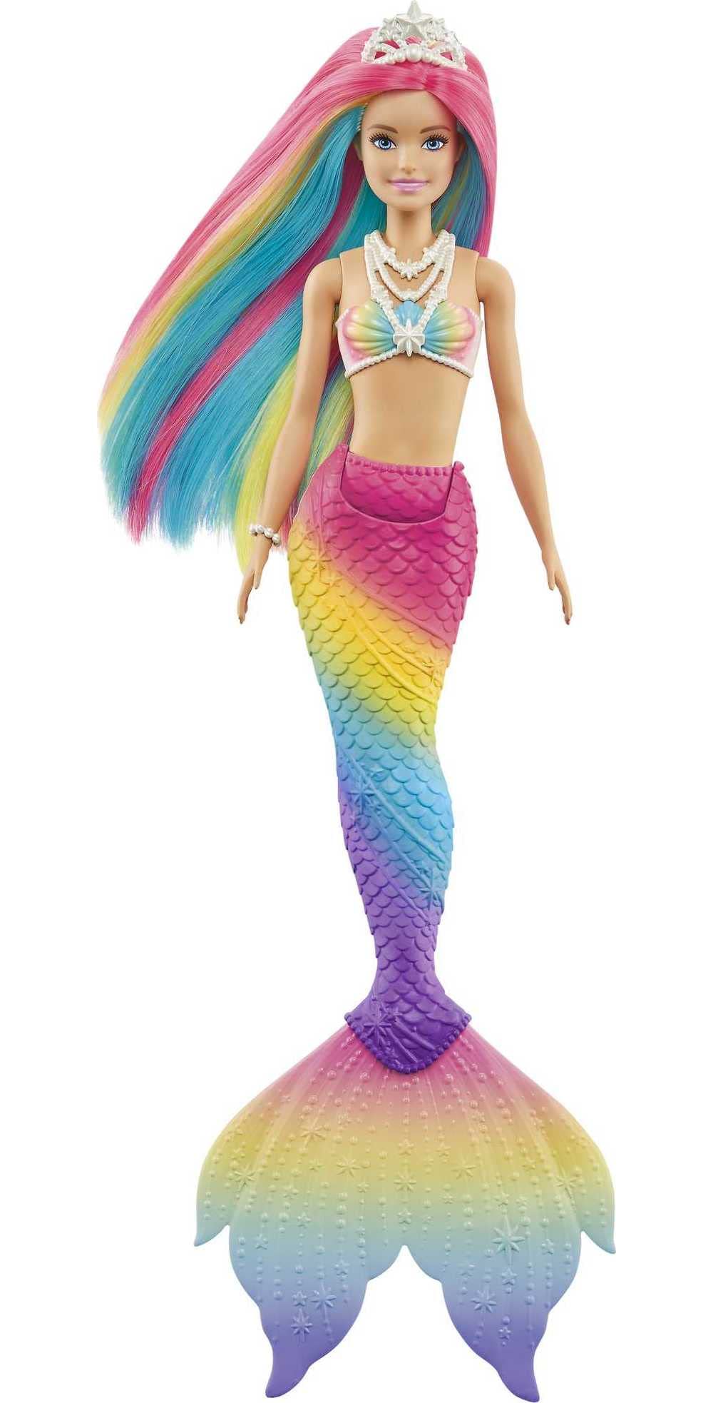 Barbie Dreamtopia Doll, Rainbow Magic Mermaid with Rainbow Hair and Blue Eyes, WaterActivated ColorChange Feature