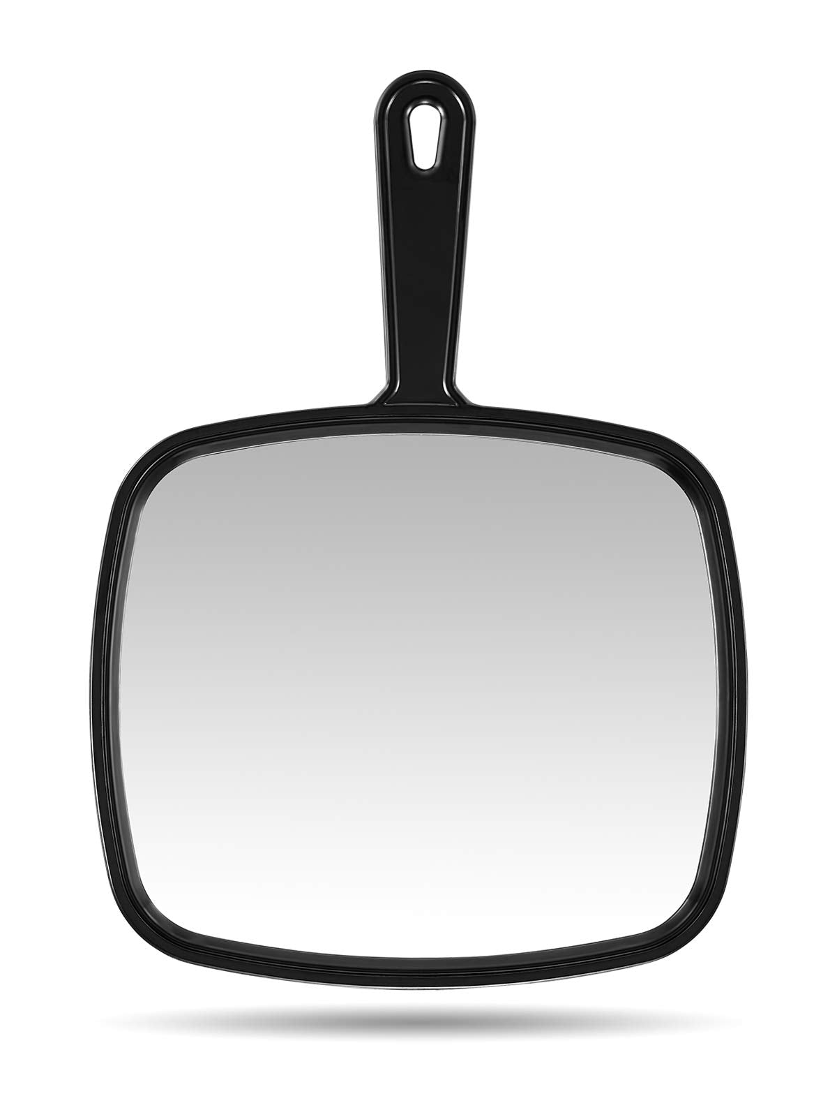 PROTECLE Hand Mirror, 12.4inch L x 9inch W Salon Barber Hairdressing Handheld Mirror with Handle, Square Black