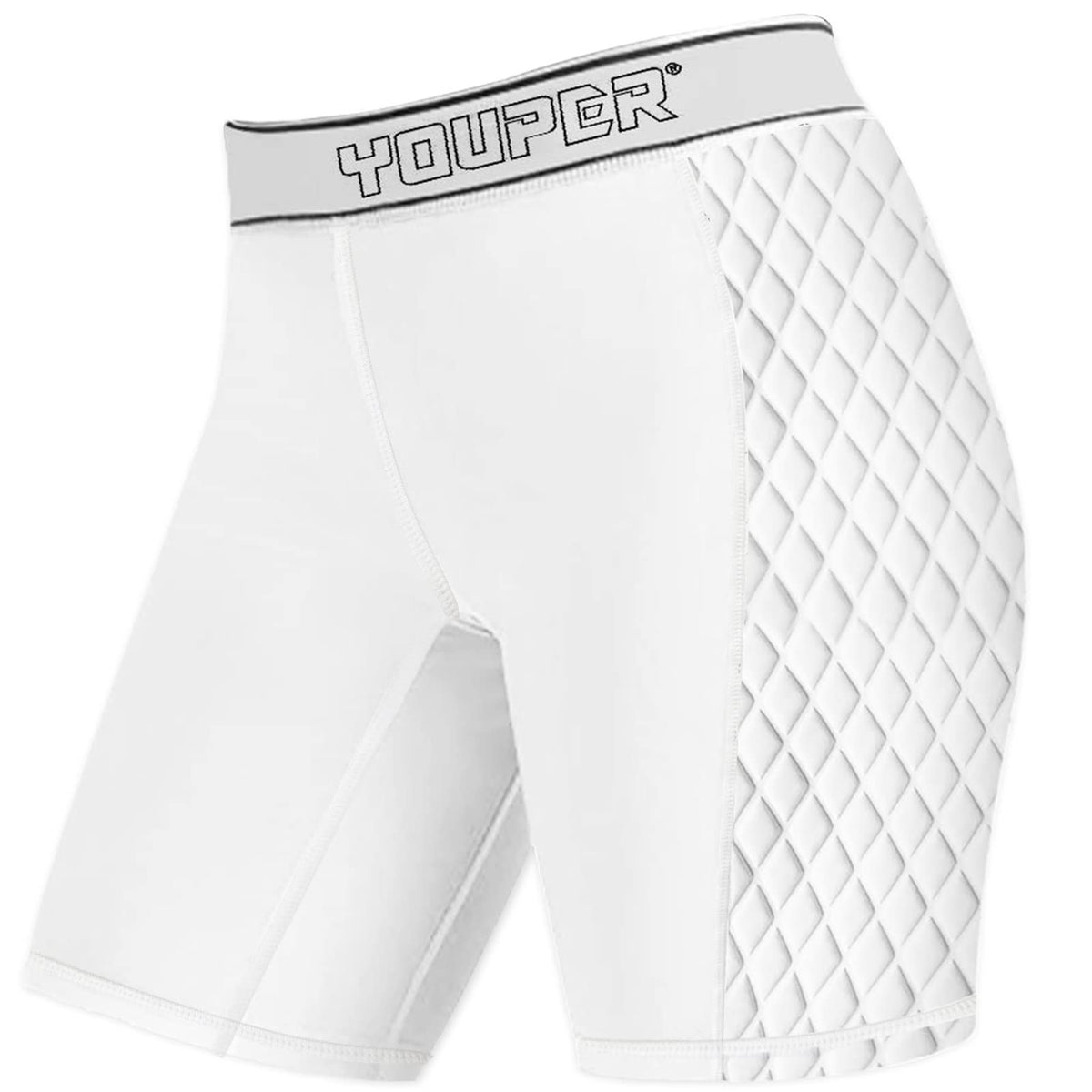Youper Womens Classic Softball Sliding Shorts, Compression Padded Slider Shorts (White, Small)