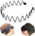 bodbop XINGZHE Metal Hair Band Men Headband Womens Fashion Elastic Stylish Sports Hairband Head Hoop with Non Slip Wavy Teeth, Black