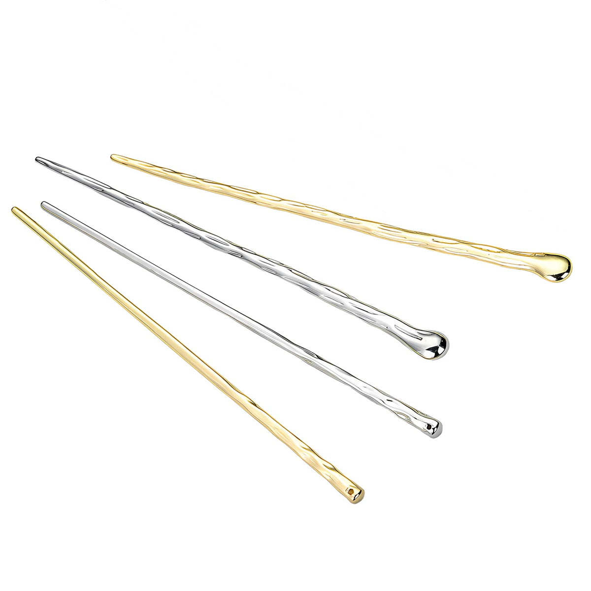ZAYOIZY 4pcs Metal Hair Sticks Hair Bun Chopsticks Hair Pins Simple Sturdy Alloy Sticks for Women Long/Thick/Curly Hair, Silver&Gold
