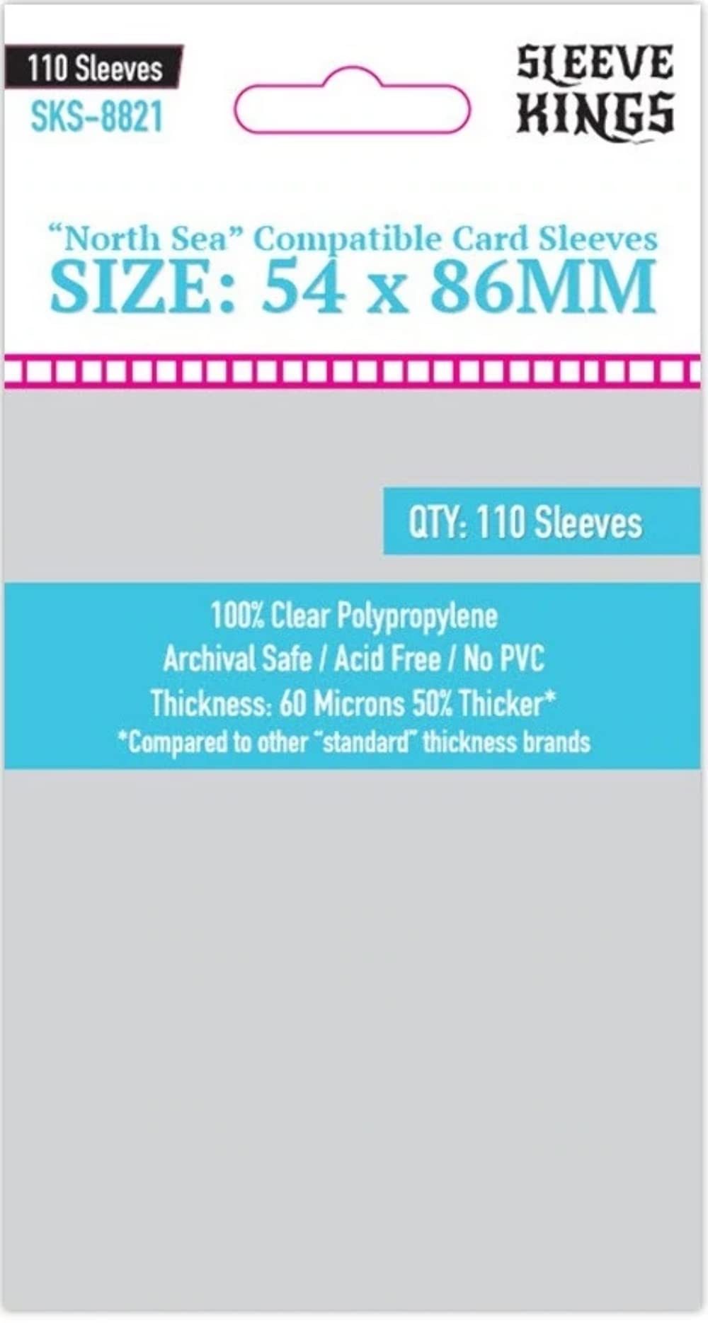 Sleeve Kings inchNorth Sea Compatibleinch Sleeves (54x86mm) 110 Pack, 60 Microns