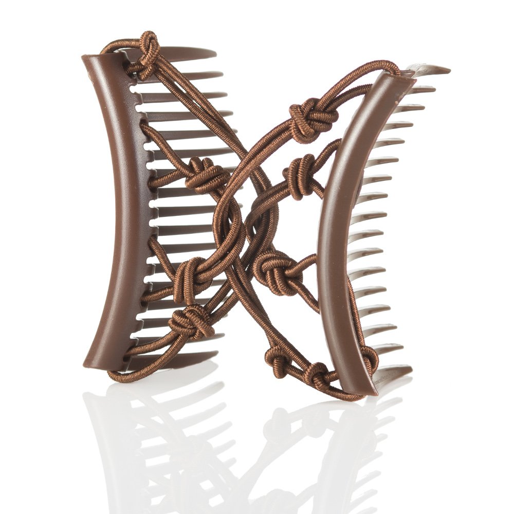 Original Comfy Comb  Double Comb for Fine Thin & Wavy Hair  Easy Ponytail Hairstyles and Long Lasting Updos (Pretzel Brown)
