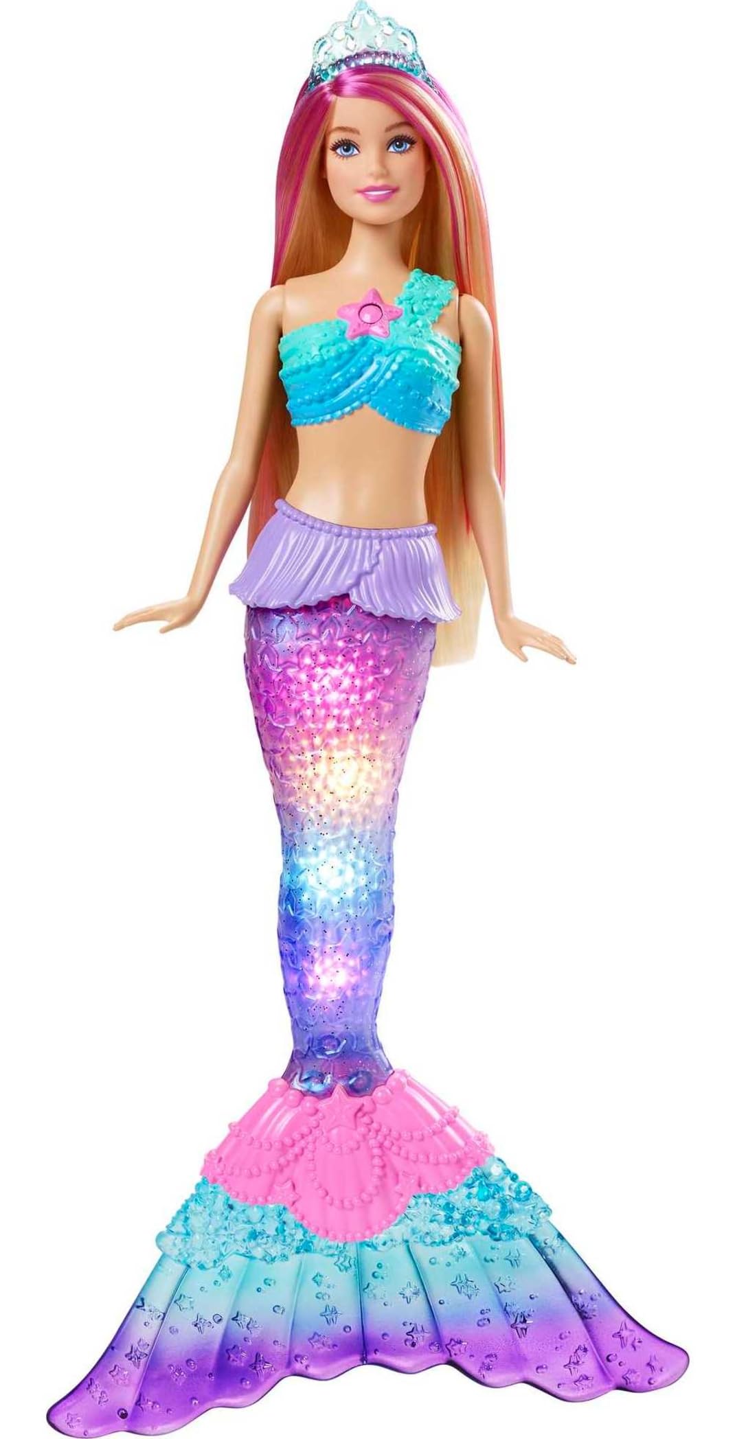 Barbie Dreamtopia Doll, Mermaid Toy with WaterActivated LightUp Tail, PinkStreaked Hair & 4 Colorful Light Shows