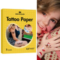MECOLOUR Printable Temporary Tattoo Paper 8.5inchX11inch5 Sets for Inkjet printer DIY Image Transfer Decal Paper for Skin, For Celebrate Festivals, Parties