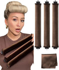 YOSHUYUKI Little Velvet Overnight Blowout 3 Rods Heatless Hair Curler to Sleep in Satin Heatless Curls No Heat Hair Rollers for Short Hair Blowout Loo
