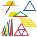 LEARNING ADVANTAGE GeoStix Basic Set  80 Construction Sticks  24 Activity Cards  2 Protractors  Build 2D Shapes and Measure Angles  Teach Geometr