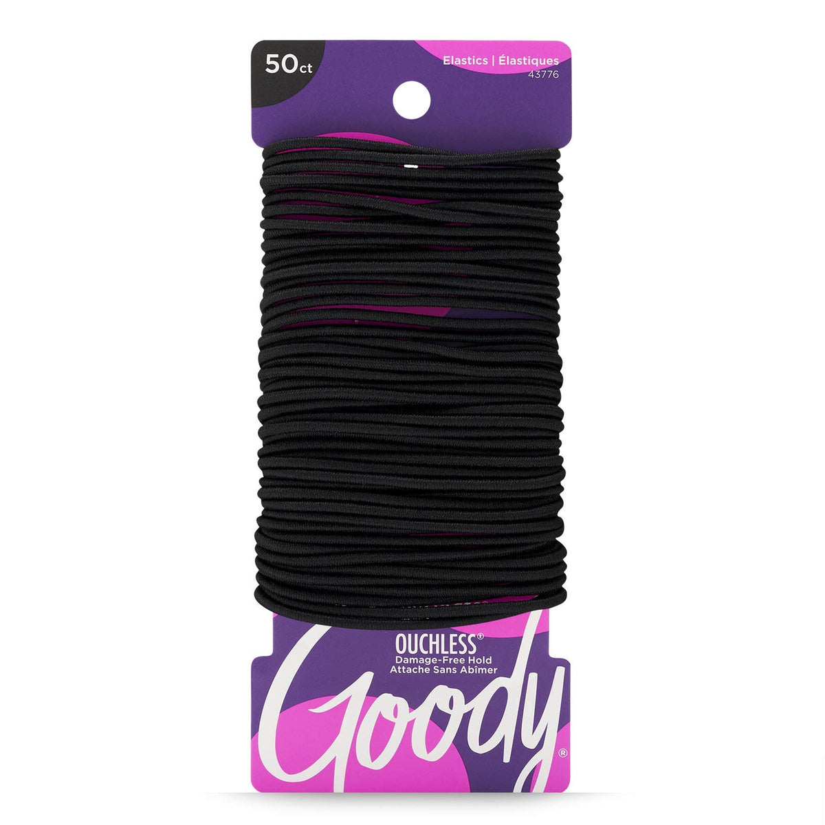 Goody Womens Ouchless Elastics, 2 mm for Finer Hair, 50 Count (Pack of 2), (Black)