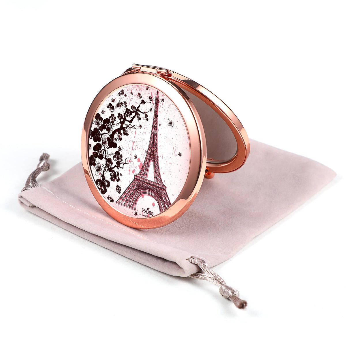 Dynippy Compact Mirror Rose Gold Makeup Mirror Folding Mini Pocket Mirror Portable Hand Mirror DoubleSided 2 x 1x Magnification for Woman Girls (AEi
