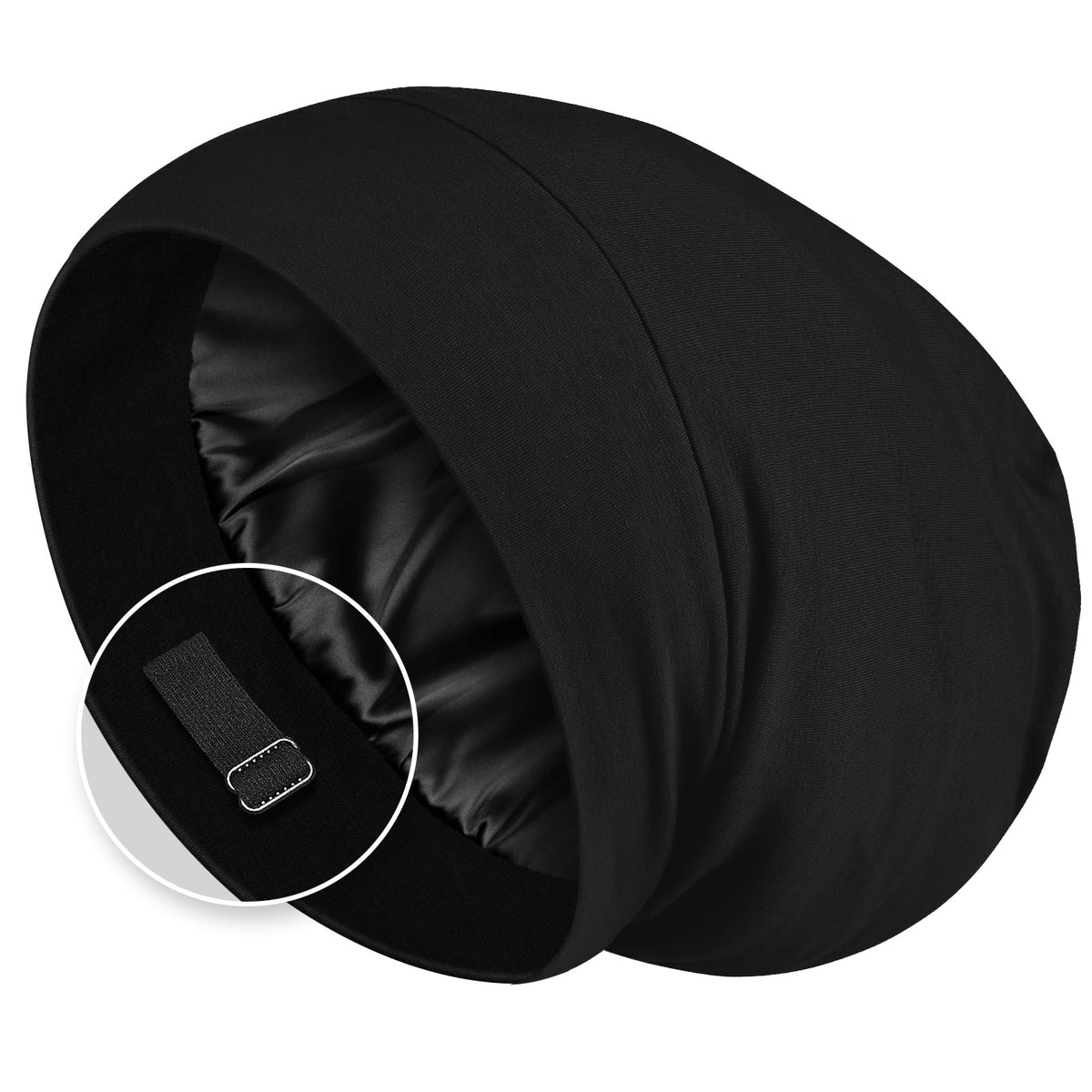 Zenssia Satin Lined Hair Bonnet for Sleeping, Sleep Cap for Women and Men with Adjustable Strap, Stay On All Night Hair Wrap, Navy, Pack of 1