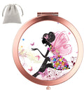 Dynippy Compact Mirror Rose Gold Makeup Mirror Folding Mini Pocket Mirror Portable Hand Mirror DoubleSided 2 x 1x Magnification for Woman Girls (Blin