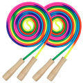 16 FT Long Jump Rope for Kids, 2 Pack Adjustable Double Dutch Skipping Rope with Wooden Handle, Multiplayer Rainbow Jumping Rope for Outdoor Fun, Scho