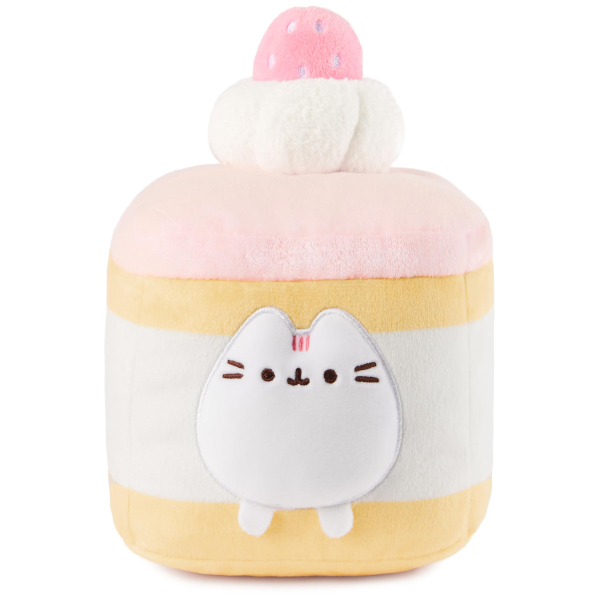 GUND Pusheen Strawberry Sponge Cake Plush, Squishy Toy, Collectible Plush Toy, Dessert Plush, Cat Stuffed Animal for Ages 8 and Up, Pink, 6