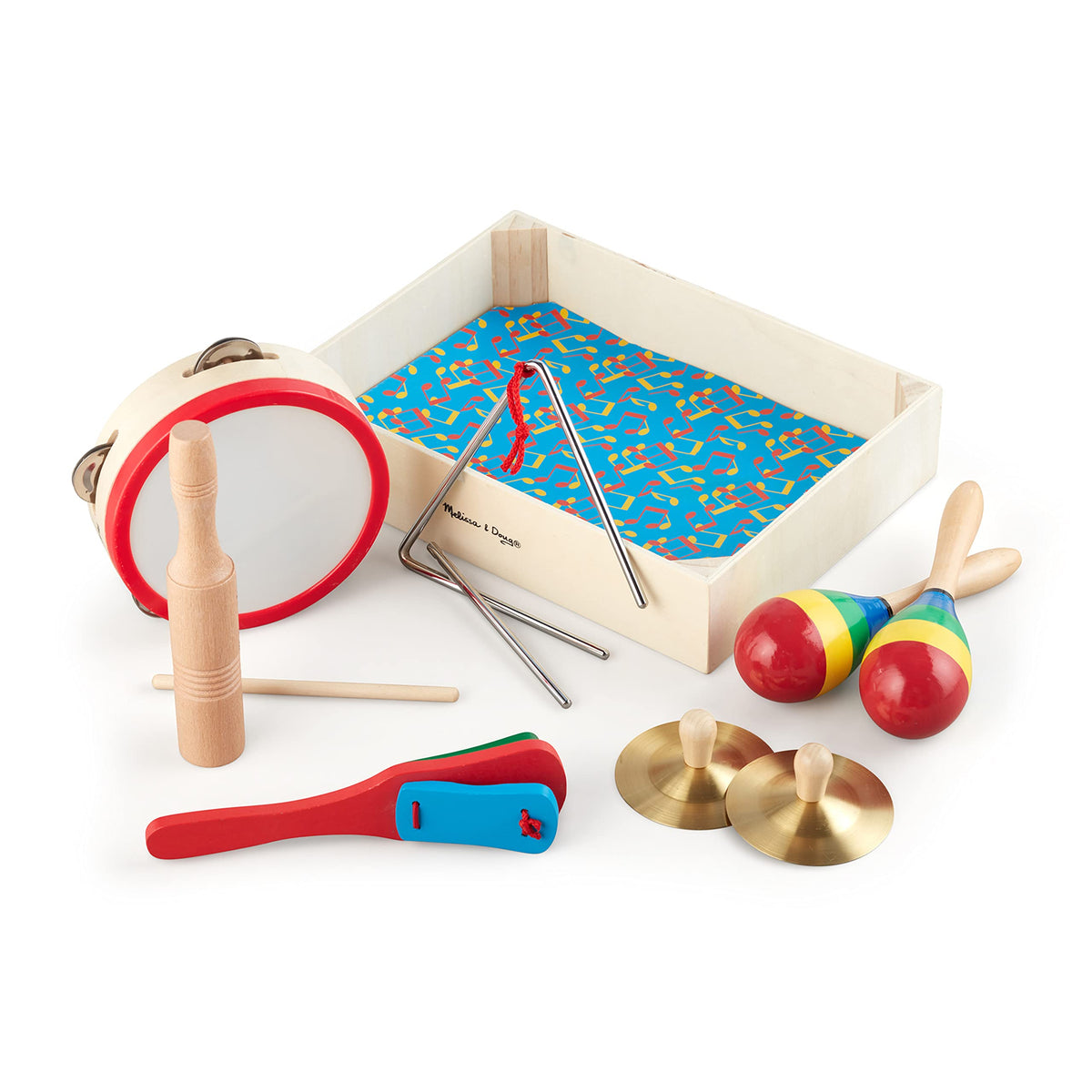 Melissa & Doug BandinaBox Clap! Clang! Tap!  10Piece Musical Instrument Set  Kids Musical Instruments, Wooden Percussion Instruments For Toddler